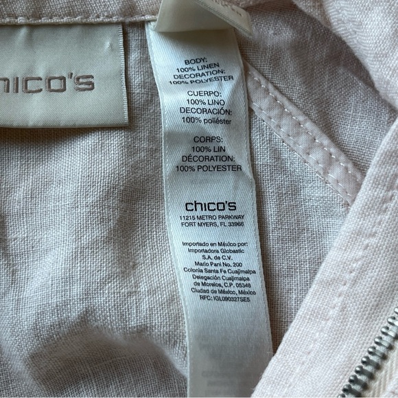 Chico's Jacket Women's 1 US Medium Pink Linen Cutwork Topper 3/4 Sleeves - Picture 10 of 13